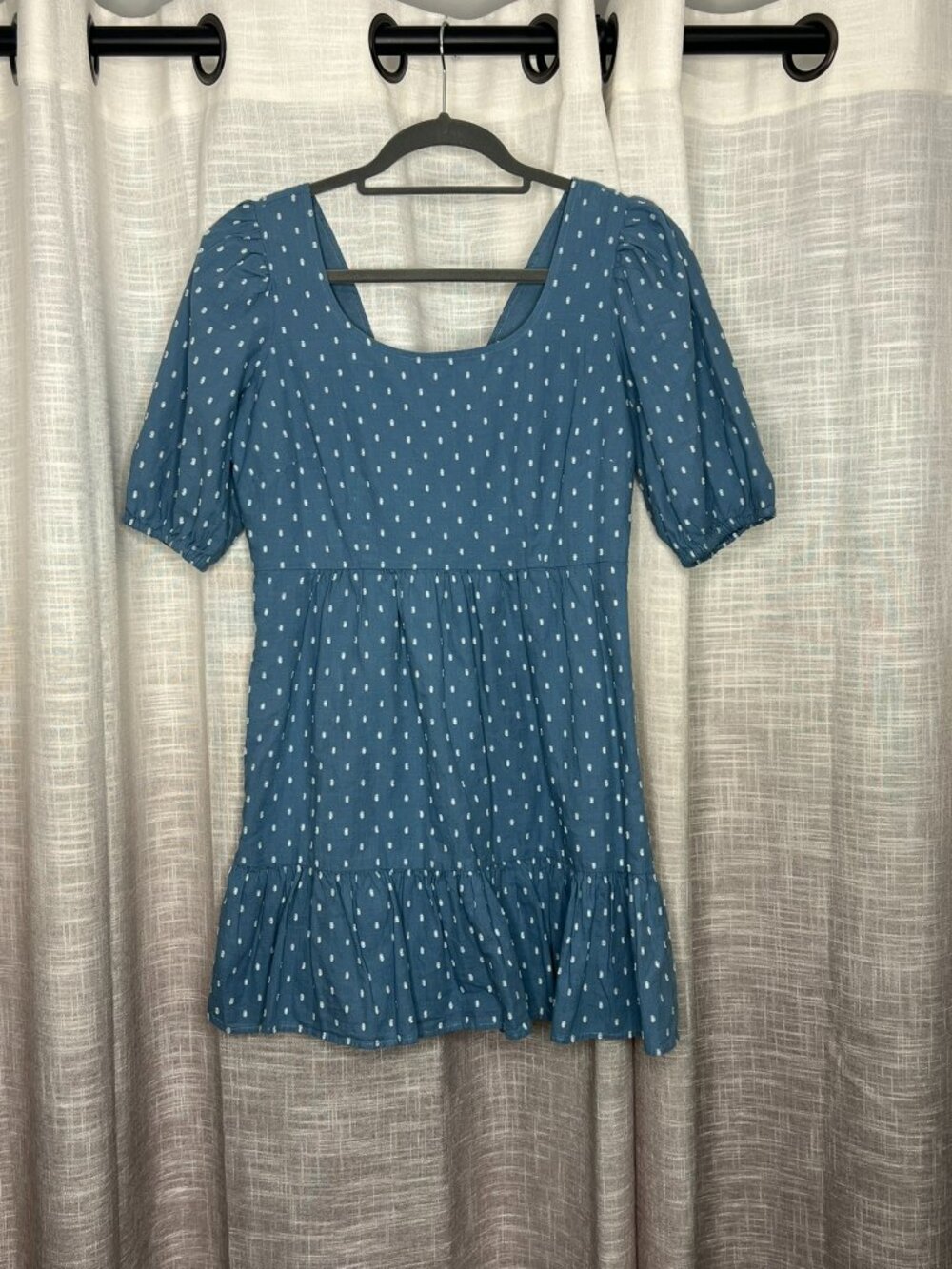 Loft Blue and White Polka Dot Dress